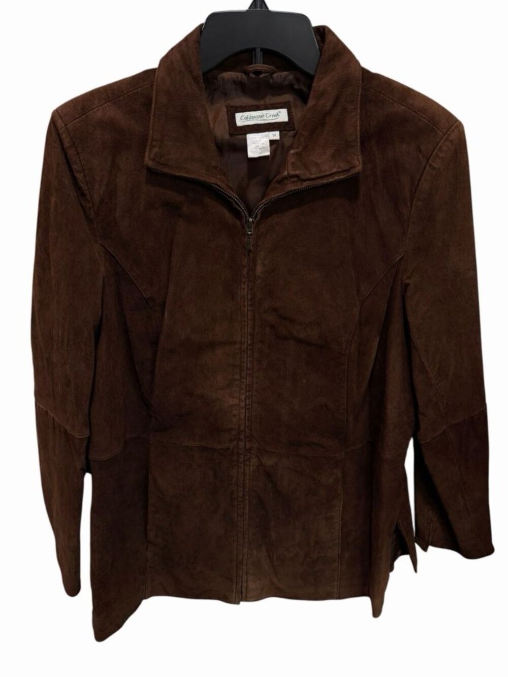 Vintage Coldwater Creek Women's 1X Brown Zip Up 100% Leather Jacket With Pockets